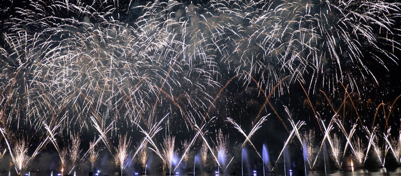 Fireworks at Annecy, August the 3rd of 2019, during the Fête du Lac.